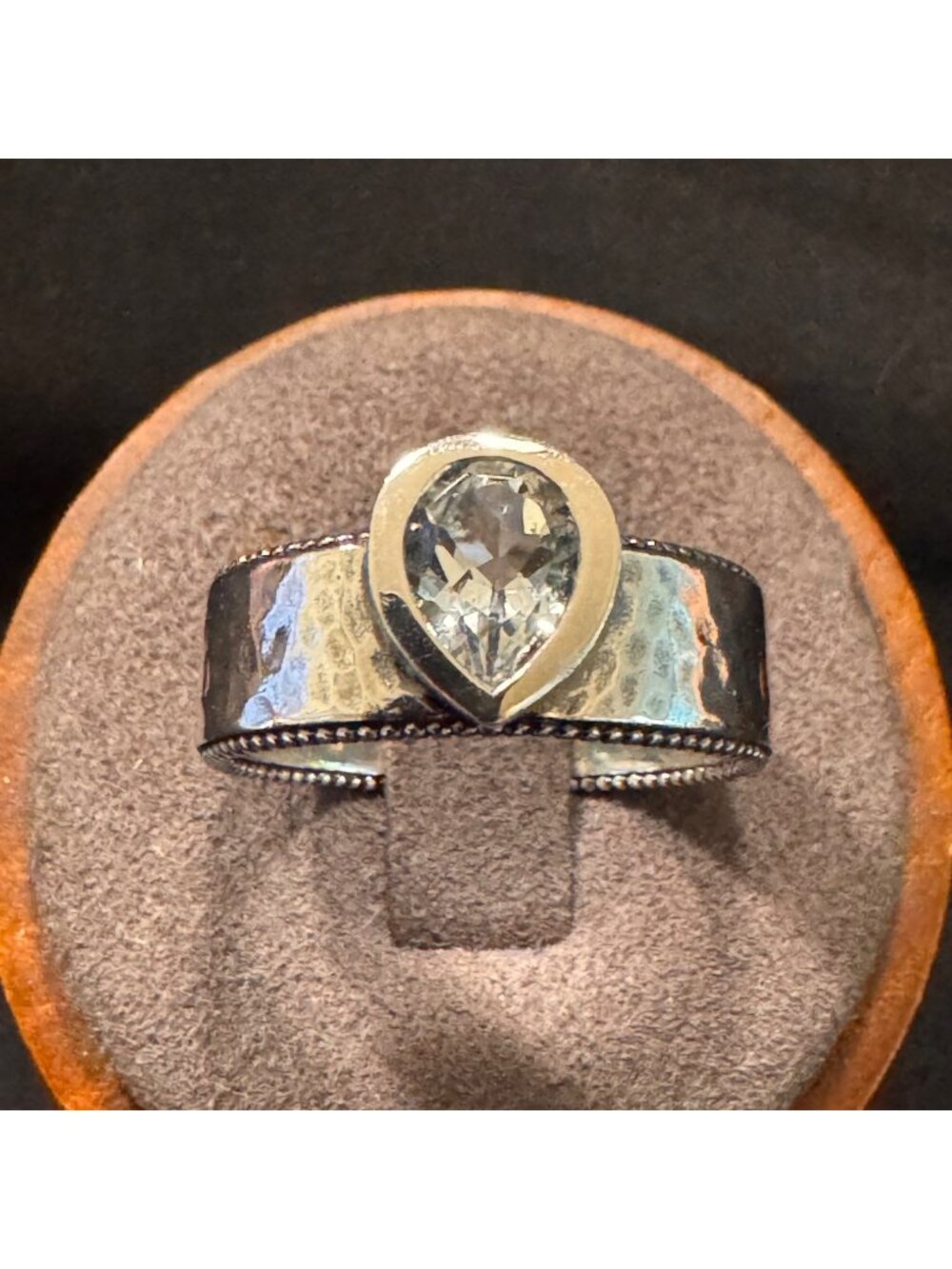 Sterling Silver 925 Faceted Teardrop Cubic Zirconia Statement Ring Size 10